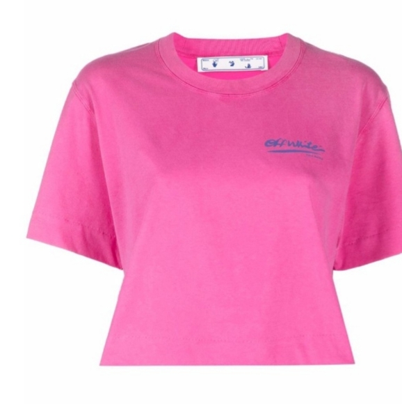 Off-White Tops - OFF WHITE EDEN ROCK ST. BARTHS ARROWS CROPPED T-SHIRT. PINK. WOMENS SIZE M.
